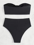 XS - XL 3D Flower Female Bandeau Swimsuit High Waist Bikini Women Swimwear Two-pieces Bikini Set Bather Bathing Suit Swim Lady