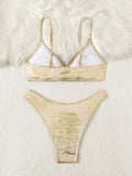 DEKA Ring Metallic Push Up Padded Bra Bathing Suit Beach Wear Women Sexy Thong Bikini Set Silver Gold Biquini Swimwear
