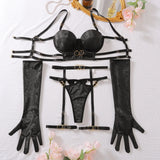 Toucheart Erotic Lingerie Hollow Seductive Shaping Bra Set Gathering Passionate Sexy Luxurious Intimate Underwear Four-piece Set