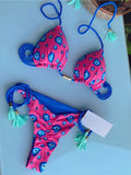 2026 Sexy Leopard Print Swimwear Women'S Split Bikini Set Woven Rope Strap Fringe Beach Women'S Two-Piece Swimsuit Bathing Suit