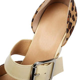 Spring  Autumn New Model Fashion High Heels Nude Shoes Color Blocking Pointed Tip Buckle Leopard Print Sexy Party Women's Shoes