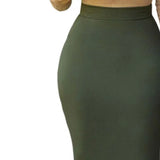 Women Skirt Solid Color Elastic Bodycon High Waist Mid-calf Length Sheath Skirt No Constraint Match Top Comfortable Dating Skirt