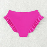 Women Swimming Trunks High-Waisted Ruffle Trim Bikini Bottoms with Tummy Control Quick-Drying Swimwear Beachwear