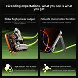 Portable Type C 240W Fast Charging Cable Phone Tablet Foldable Holder 2 In 1 Charging Cable Folding Bracket Earphone Data Wire