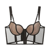 ja-dhāb / mu-thīr Kawaii Voom French Fishbone Bra Set Push up Bustier G-string Large Chest Slimming Anti-Sagging Lingerie Women