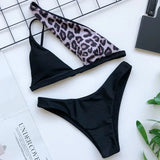2026 Asymmetric One Shoulder Bikini Women Swimsuit Female Swimwear Two Pieces Bikini Set Hollow Out Bathing Suit Swim Beach Wear