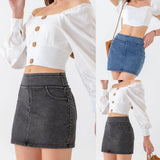 Sexy Hip Mini Denim Skirt High Elastic Slimming Jean Skirt Summer Jeans Harajuku Streetwear Sexy Hot Girl Casual A-Line Skirts