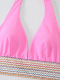 Halter Bikini 2025 Solid Bandage Swimsuit Women Padded High Cut Swimwear Female Bathers Bathing Swimming Swim Suit Beachwear