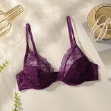 Beautiful fashionable colored strip steel support underwear thin lace semi transparent women's underwear sexy Lingerie HR2635