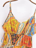 Paisley Print Bohemian Wide Leg Long Pants Jumpsuit Women Summer New Overalls Spaghetti Strap Loose Casual Boho Jumpsuit Tassel
