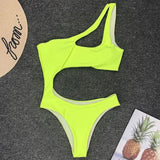 Asymmetric One shoulder Female Swimwear One piece swimsuit Women Monokini Bather Trikini High Cut Out Bathing Suit Swim Bodysuit
