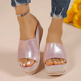 2025 Summer Chunky Platform Slippers for Women Pu Leather Wedges High Heel Sandals Woman Plus Size 36-43 Beach Sandles Female