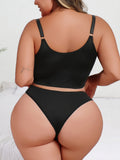 New Arrival Plus Size Sexy Black & White Lace Lingerie Set, Push-up Cami Bra Panty Two-piece