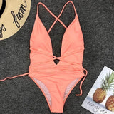 Sexy Deep V Neck Wrap Around Female Swimwear One Piece Swimsuit Women Backless Monokini High Leg Cut Bathing Suit Swim Beachwear