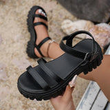 Plus Size 43 Ankle Buckle Thick Sole Rome Sandals Women 2026 Pu Leather Platform Beach Sandles Woman Non Slip Summer Sandalias