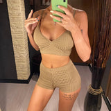 Ribbed Shorts Female Swimsuit High Waist Bikini Women Swimwear Two-Pieces Bikini Set Padded Bather Bathing Suit Swim Lady V3281