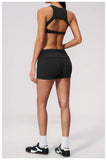 Tight Yoga Clothes Women Speed Drying Shock-absorbing Sports Vest Fitness Suits Outwear Gym Flip Waist Shorts Workout Clothes