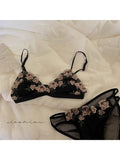 MOYISU Kawaii French Triangle Bra Airism Ultra Thin Invisible Bralette Set Black Lingerie Comfort S-XL 32-38 Sexy Tushy &  Panty