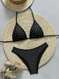 Luxury Black Diamond Bikini Set 2026 Women Halter Push Up Bra High Waist Swimsuit Beach Bathing Suit Holiday Swimwear Large Size