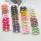 10Pcs/card Grosgrain Ribbon Bows Hair Clips For Girls Small Trailing Bowknots Hairpins Headwear Kids Hair Accessories