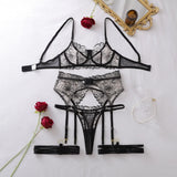 Toucheart Erotic Lingerie French Floral Embroidery See-through Mesh Push-up Underwire Sexy Body-shaping Thin Underwear Split Set