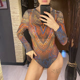 S - XXL New Printed Long Sleeve With Pants Women Swimwear One Piece Swimsuit Female Floral Padded Bather Bathing Suit Swim V7176