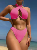 Halter Push Up Bikini 2026 Hollow Out Swimsuit Women Padded Swimwear Female Bathers Bathing Swimming Swim Suit Beachwear