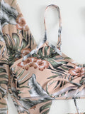 New Sexy 3 Pieces Suit for Women Neck Hanging Bikini Set+Cover-up Swimwear Sunproof Tankini High Waist Shorts Swimsuit Beachwear