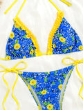 2025 Triangle Halter String Bikini Women Printed Swimwear Female Sexy Blue Swimsuit Bathers Bathing Swimming Swim Suit Beachwear