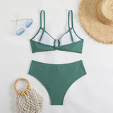2025 U-wire Bikini Women Sexy Strappy Swimwear Female Solid Swimsuit Bathers Bathing Swimming Swim Suit Beachwear
