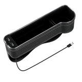 New Car Crevice Storage Box with 2 USB Charger Colorful LED Seat Gap Slit Pocket Seat Organizer Card Phone Bottle Cups Holder