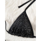 Sparkling Sequins Halter High Leg Cut Bikini Women Swimwear Female Swimsuit Two-Pieces Bikini Set Bather Bathing Suit Swim V6678