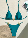 Shiny Sparkling Halter Metal Ring Bikini Women Swimwear Female Swimsuit Two-pieces Bikini Set Brazilian Bather Bathing Suit Swim