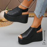 Fish Mouth Leopard Fashion Casual Wedge Heel Slippers for Women's 2026 Summer New Open Toes Breathable Comfortable Beach Sandals