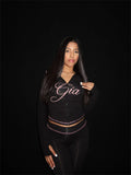 2026 New Women Ins Fashion Solid Color Sexy Straight Shoulder Contrast Stitch Long Sleeve 2 Piece Outfit