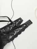 The Best-selling Sexy Gathering Style Lace Flower Adjustable Shoulder Strap Two-piece Set For Women's Underwear A3129