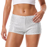 Women's Sequins Shorts Summer Low Rise Elastic Waistband Shorts Hot Streetwear