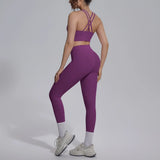 Women's Yoga Set Sports Fitness Running Beautiful Back Slim Fit Bra Hip-lifting High Waist Pants Workout Training Gym Suits