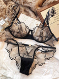 wholesome but hot French Lace Bra Set Flower Embroidery Ultra Thin Push Up Wirefree Niche Comfort CA Delivery S-XL MOYISU 32-38