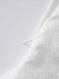 2026 Summer Women's Floral Eyelet White Cami Dress Sleeveless Square Neck A-line Dress Beach Bohemian Retro Sundress
