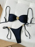 Strappy String Bikinis 2026 Solid Swimwear Female Sexy Shell Swimsuit Women Bathers Bathing Swimming Swim Suit Beachwear
