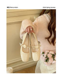 2026 Floral Rose Women Mary Jane Shoes Fashion Buckle Strap Thick Heel Shoes Ladies Elegant Daily Wedding Leather Dress Pumps
