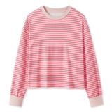Spring Autumn Casual Loose Tops for Women Long Sleeve Round Neck Loose Fit Striped Print T-shirts