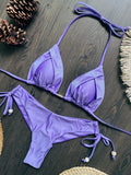 Sexy Drawstring Side High Waist Bikini Set 2026 Women Black Red Halter Pleate Push Up Bra Swimsuit Beach Bathing Suit Swimwear