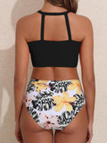 2026 High Waist Bikini Women High Neck Swimsuit Printed Swimwear Female Padded Beachwear Bathers Bathing Swimming Swim Suit
