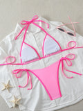 Halter Triangle String Thong Bikinis 2026 Women Sexy Swimsuit Solid Brazilian Swimwear Female Bathers Bathing Swimming Swim Suit