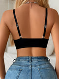 fashion Wireless Black Sheer Mesh Bra Deep V Adjustable Straps Comfortable Sexy Lingerie Thin Bralette for Women C3031