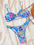Flowers Printed U Neck Bikini Female Swimsuit Women Swimwear Two-pieces Bikini Set High Cut Bather Bathing Suit Swim Beach Wear