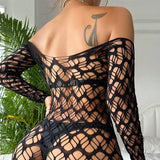 Ladies Long Sleeve Sheer Mesh Cover Up Dress, Stylish See-Through Fishnet Beachwear  For Summer Vacation
