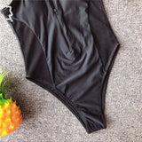 Splicing Fishnet Mesh Zipper Female Swimwear One Piece Swimsuit Women Monokini High Leg Cut Bather Bathing Suit Swim Beach Wear